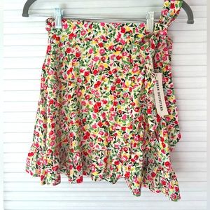 Urban Outfitters Floral Wrap Skirt with Ruffle Bottom Size S